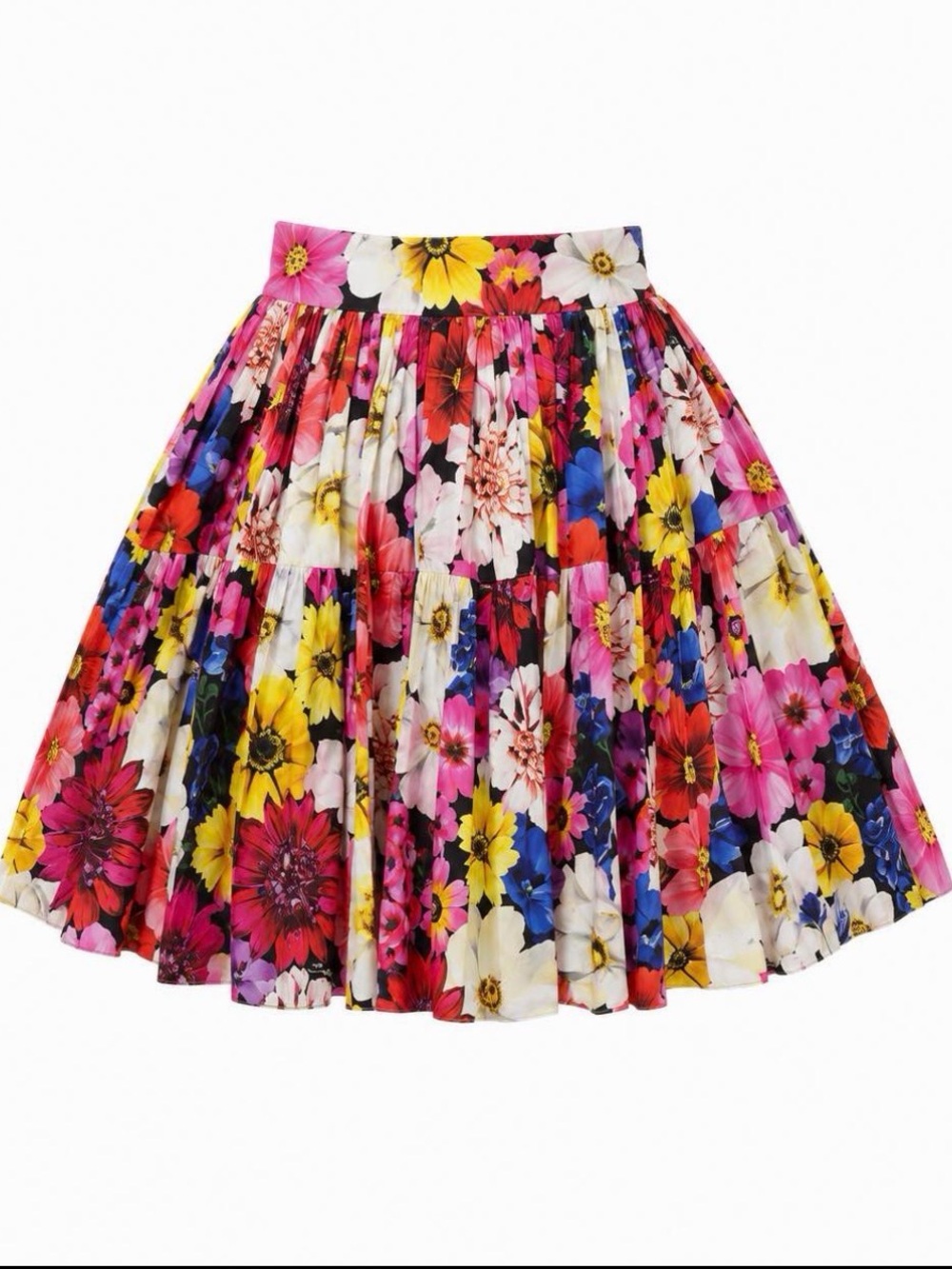 Dolce & Gabbana Floral Tiered Mini Skirt in Pink, Yellow & Blue